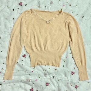 2000s Micro Mesh Pointelle Babydoll Top